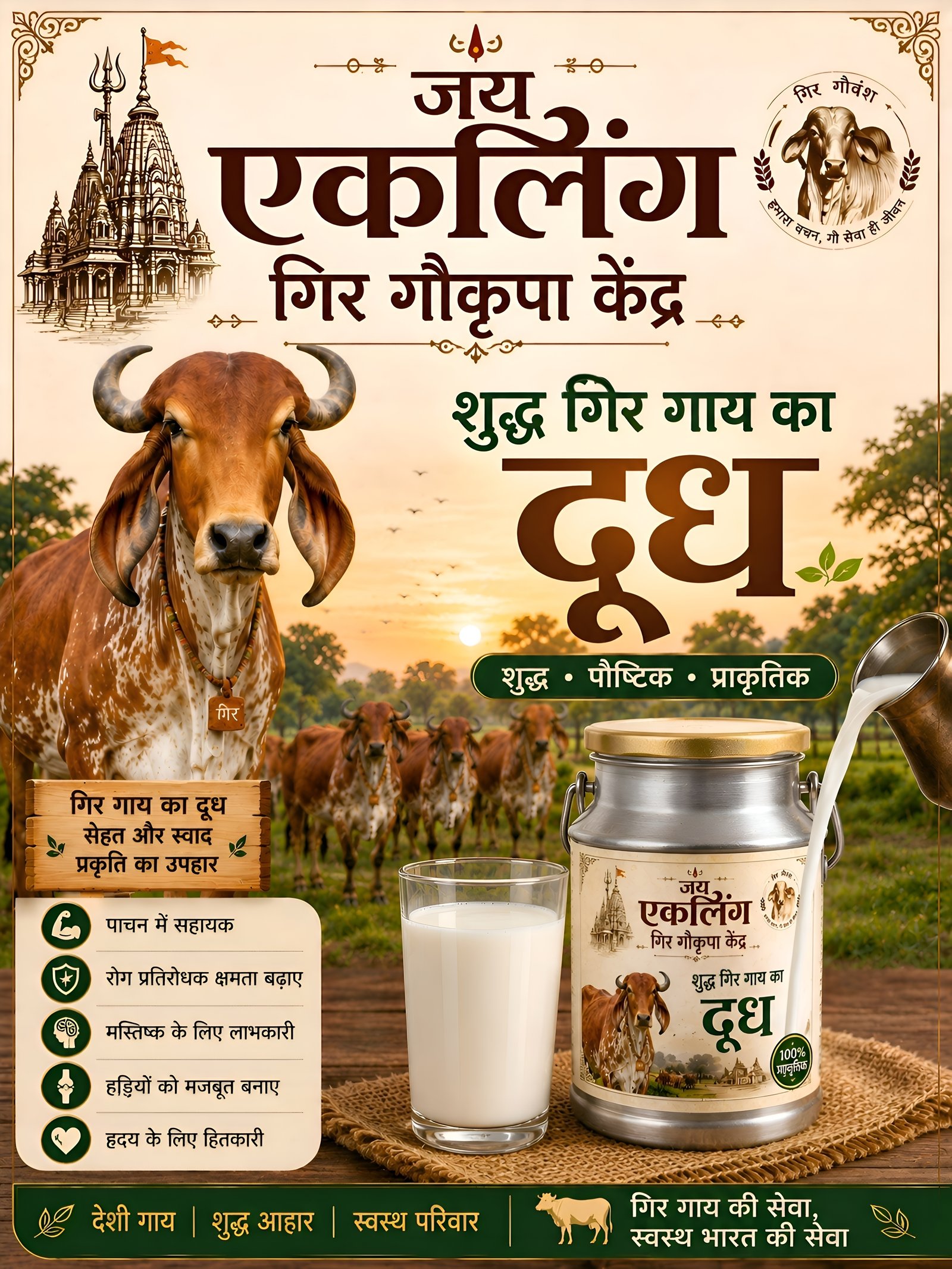 ताज़ा गीर गाय का दूध